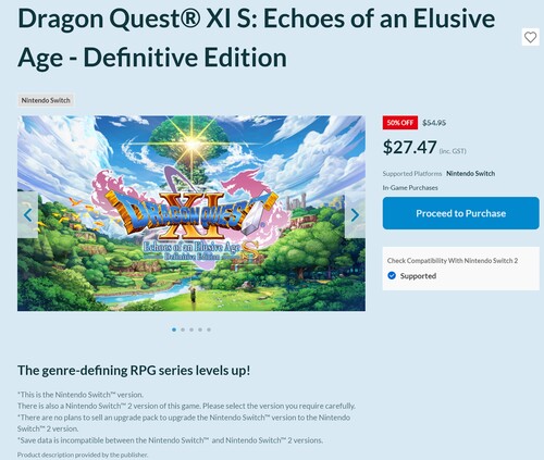 A Dragon Quest XI S: Echoes of an Elusive Age - Definitive Edition Switch verzióra vonatkozó kizáró okok
