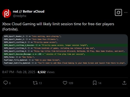 Fortnite Better xCloud szivárgás (Kép forrása: Better xCloud X fiók)