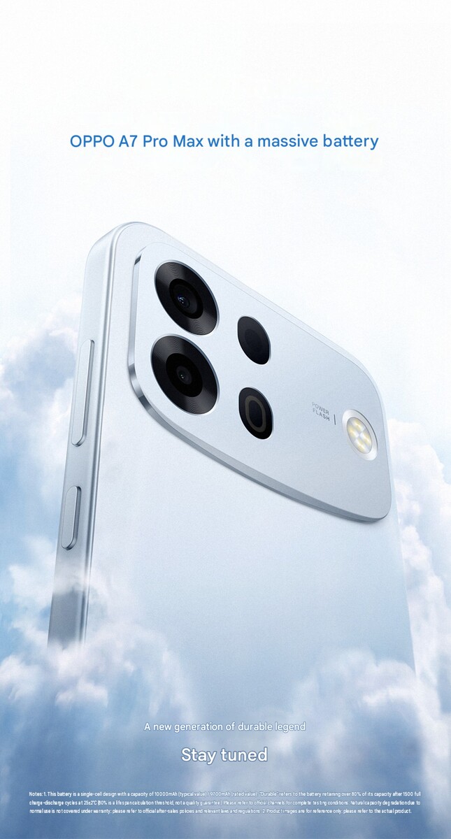Hamarosan piacra kerül az Oppo A7 Pro Max, amely 10 000 mAh-s akkumulátorral rendelkezik