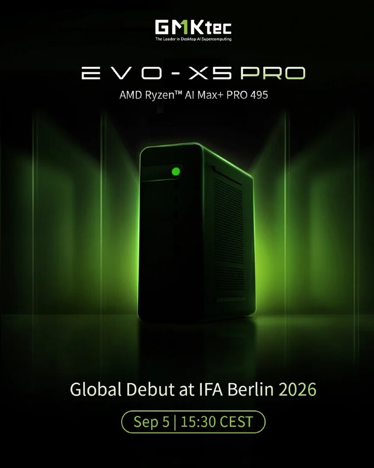 A GMKtec bejelentette, hogy az Evo X5 Pro mini-PC-t az IFA 2026 kiállításon fogják bemutatni.