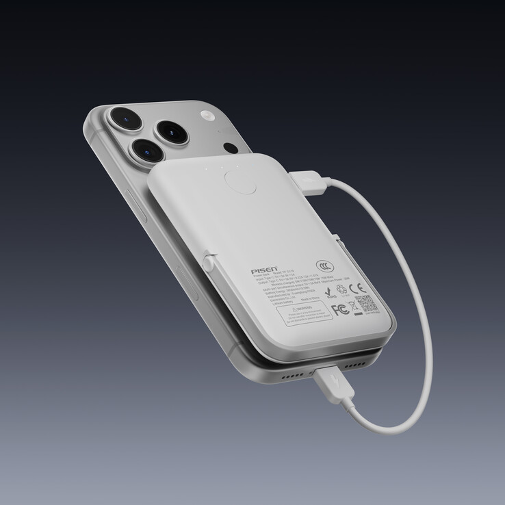 A Pisen TP-D178 mágneses power bank 5000 mAh kapacitású akkumulátorral rendelkezik