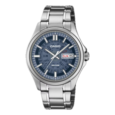 A Casio MTP-E740-2A1V modell sötétkék, áttetsző számlappal rendelkezik.