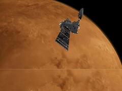 Művészi lenyomat az ExoMars 2016 Trace Gas Orbiterről a Marson