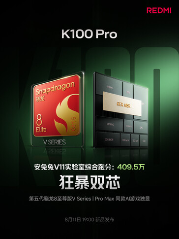 A Redmi K100 Pro a Snapdragon 8 Elite Gen 5 V sorozatú lapkakészlettel rendelkezik.