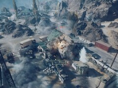Egy harci helikopter lő és lerombol egy épületet a Battlefield 6-ban. (Kép forrása: Battlefield on YouTube, screenshot)