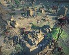 Egy kép, amely az Age of Wonders: Planetfall című játékban zajló csatát ábrázolja.