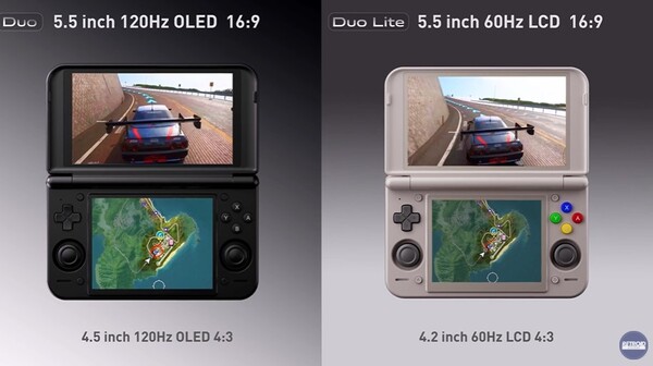 A Retroid Pocket Duo 120 Hz-es OLED-kijelzőkkel, a Pocket Duo Lite pedig 60 Hz-es LCD-panelekkel lesz felszerelve.