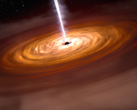 Egy szupermasszív fekete lyuk egy galaxis közepén. A képen egy fekete lyuk koncepcionális ábrázolása. (A kép forrása: NASA, ESA, CSA, Joseph Olmsted (STScI))
