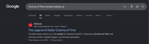 The Legend of Zelda: Ocarina of Time Switch 2 remake – kiszivárgott Google-keresési eredmények