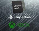 PlayStation és Xbox logók a Micron GDDR7 DRAM alatt (Kép forrása: Micron, Sony PlayStation, Xbox Gaming, szerkesztéssel)