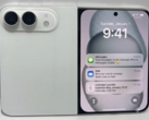 Az összehajtható iPhone Ultra formatervezett modellje fehér színben.