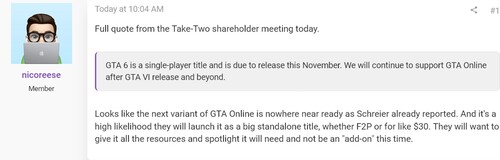 Idézet a GTA Online-ról a Take-Two részvényesi közgyűléséről