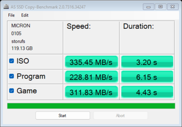 AS SSD másolási összehasonlító teszt