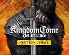 Promóciós grafika a Kingdom Come: Deliverance next-gen frissítés, melyen Henry egy kardot tart a kezében.