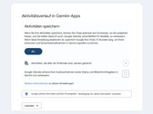 A Google beállítási oldala, amelyen a „Tevékenységek megőrzése” kapcsoló be van kapcsolva
