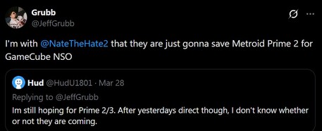Jeff Grubb Metroid Prime és Zelda remaster X post (Kép forrása: screenshot, Jeff Grubb X account)