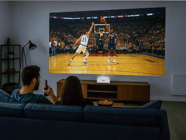 Optoma GT4000UHD 4K lézerprojektor TV állványon (Kép forrása: Optoma PR)