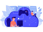 Cloud gaming illusztráció több felhasználóval, akik központi infrastruktúrán keresztül kapcsolódnak (Kép forrása: vectorjuice via Freepik)