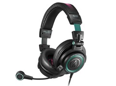 Az Audio-Technica Hatsune Miku ATH-M50xSTS-USB MIKU fejhallgatót Miku dizájnelemek díszítik. (Kép forrása: Audio-Technica)