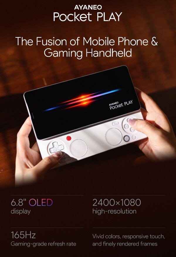Az Ayaneo Pocket Play 165 Hz-es képfrissítési frekvenciával rendelkezik. (Kép forrása: Ayaneo)