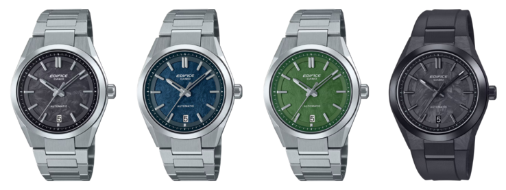 Balról jobbra: a Casio EFK-100CD-1A, EFK-100D-2A, EFK-100D-3A és EFK-100XPB-1A órák. (Kép forrása: Casio, szerkesztés)