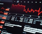 Egy digitális tőzsdei irányítópult, amely pénzügyi adatokat jelenít meg.