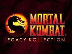 Mortal Kombat: Legacy Kollection logója az ikonikus sárkány emblémával, vörös és sárga színátmenetes szöveggel, sötét, repedezett háttérrel (Kép forrása: Warner Bros. Games / NetherRealm Studios)
