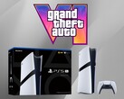 PS5 Pro konzol a GTA 6 logója alatt (Kép forrása: Sony PlayStation, Rockstar Games szerkesztéssel)