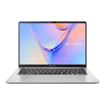 Asus Vivobook S14 elölnézetből, nyitott kijelzővel