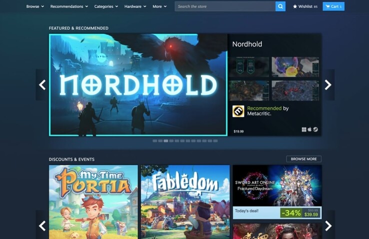 A Steam Store mostantól egy új, központi menüsorral rendelkezik. (Kép forrása: Steam)