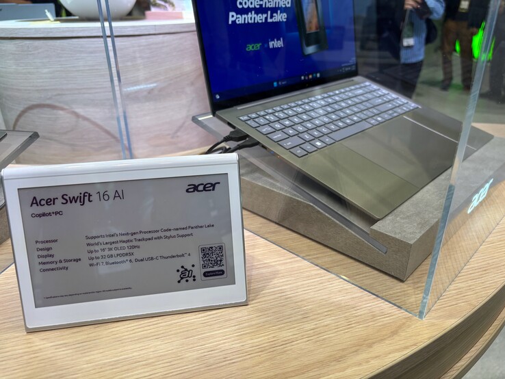 Acer Swift 16 AI specifikációk. (Kép forrása: Notebookcheck)