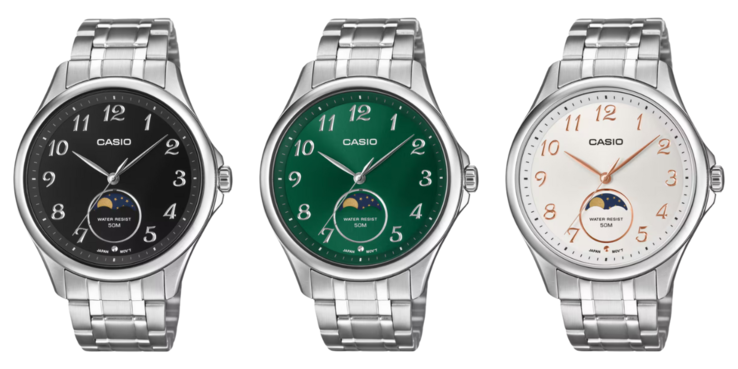 Balról jobbra: a Casio MTP-M110D-1AV, MTP-M110D-3AV és MTP-M110D-7AV órák. (Kép forrása: Casio, szerkesztés)
