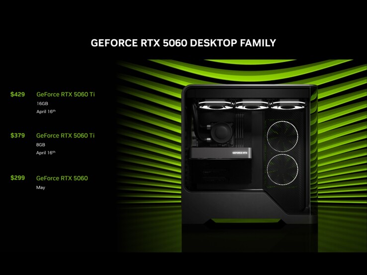 RTX 5060 asztali család árazás és elérhetőség. (Kép forrása: Nvidia)