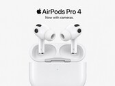 Mesterséges intelligencia által generált, kamerákkal ellátott AirPods Pro 4-es modell látványterve.