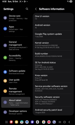 Samsung Galaxy Tab A11 szoftver