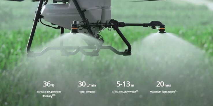 A drón képes folyadékot permetezni (Kép forrása: DJI)