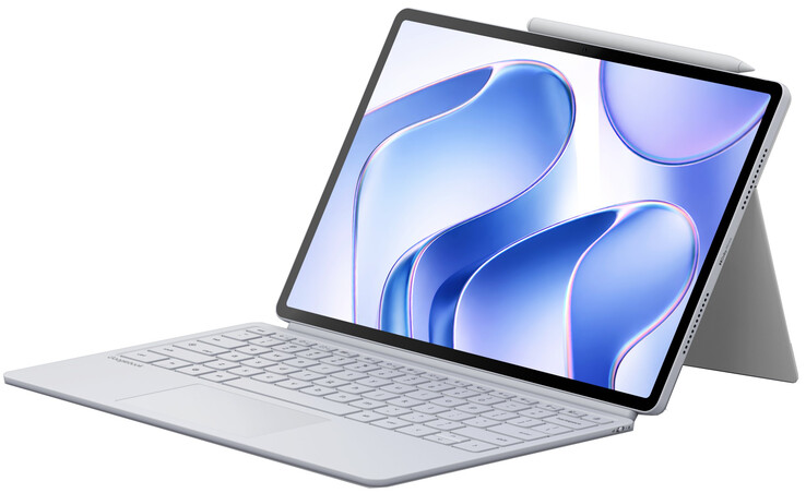 A Googlebook Duet m levehető billentyűzettel, állvánnyal és csatlakoztatott Pen Pro tollal.