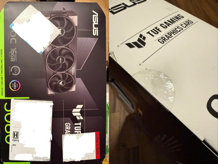 A Best Buyból rendelt Asus TUF RTX 5080 GPU csomagolása. (Kép forrása: GnarDead a Reddit-en)