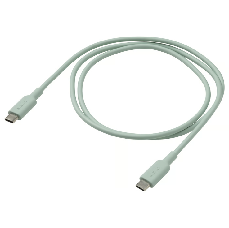 Az IKEA Sittbrun USB-C USB-C kábel világoszöld színben. (Kép forrása: IKEA)