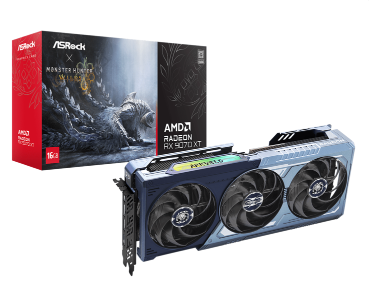 A képen a limitált kiadású AMD Radeon RX 9070 XT Monster Hunter Wilds Edition 16GB (kép forrása: ASRock)