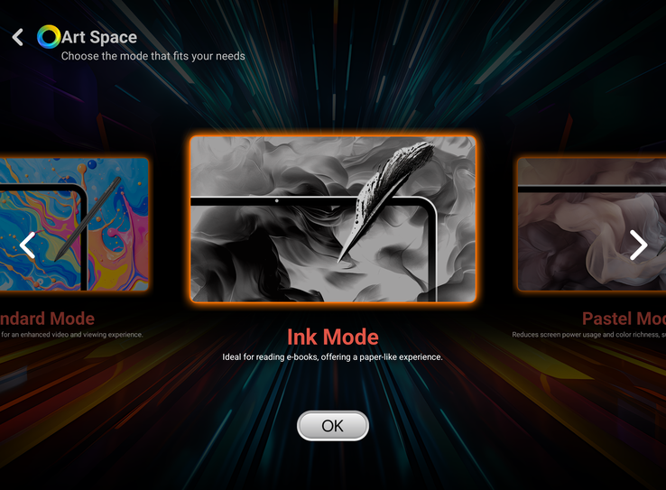 Az ArtSpace lehetővé teszi a képernyő színmegjelenítésének megváltoztatását.