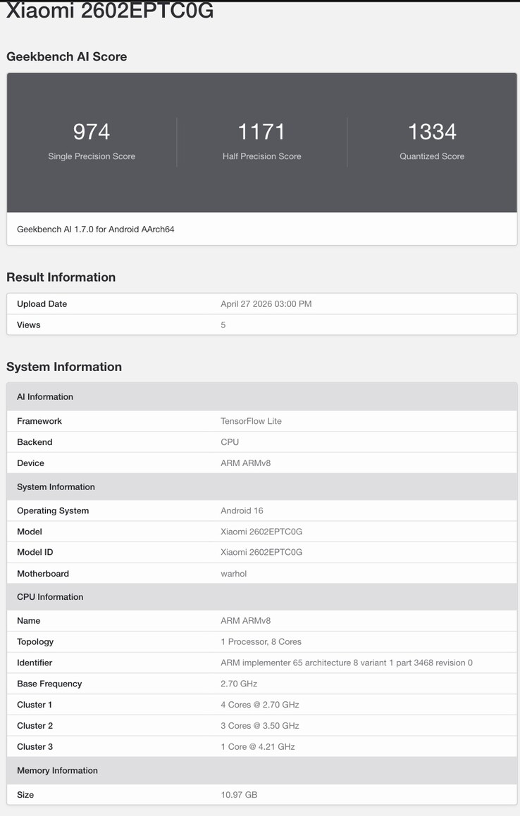 A Geekbench listázása feltárja a Xiaomi 17T Pro chipkészletének részleteit.