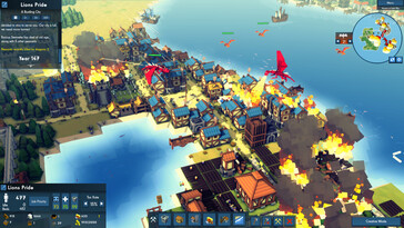 A „Kingdoms and Castles” című játékból származó kép, amelyen a sárkányok által elpusztított város látható.