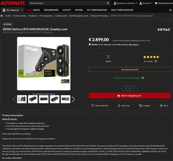Zotac GeForce RTX 5090 Solid OC hiányzó ROP-okkal (Kép forrása: Alternate)