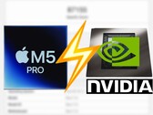 Apple Az M5 Pro nem tudja tartani a lépést az RTX 5060 laptop GPU-val a Geekbench OpenCL-ben.