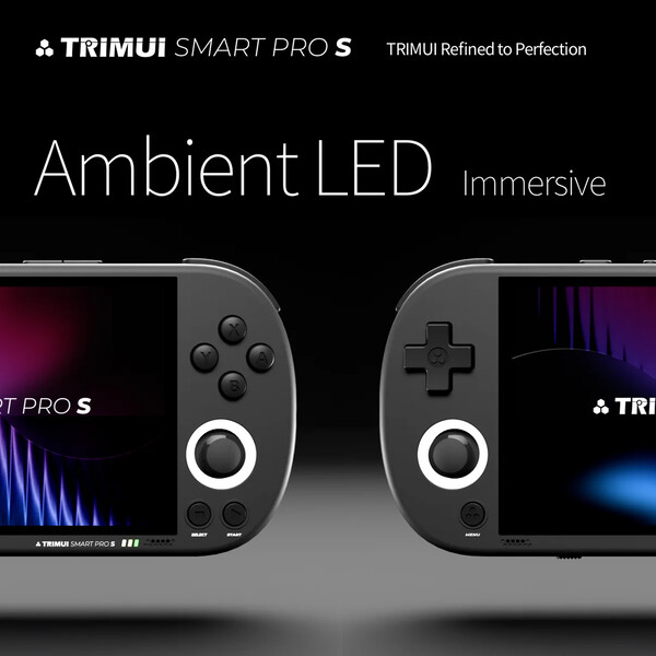 A TrimUI Smart Pro S LCD kijelzővel, TMR joystickokkal és LED gyűrűkkel rendelkezik.
