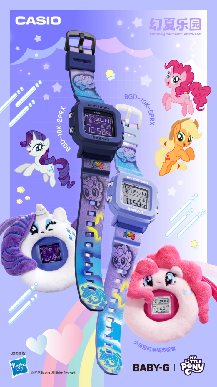 A Casio G-Shock Baby-G x My Little Pony BGD-10K-2PRX (balra) és BGD-10K-6PRX (jobbra) órák. (Kép forrása: Casio)