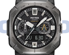A Casio Pro Trek PRW-B1000-1 (a képen) sötétszürke, rozsdamentes acélból készült lünettával és fekete, ezüst ékezetekkel díszített előlappal rendelkezik. (Kép forrása: Casio - Szerkesztett)