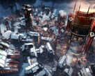 A Frostpunk című játékban egy várost ábrázoló kép.