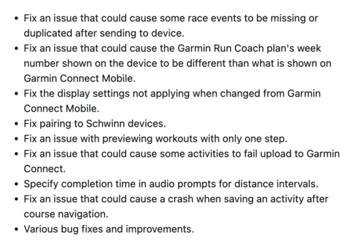 A Garmin Forerunner okosóra béta frissítés 28.03-as verziójának kiadási megjegyzései
